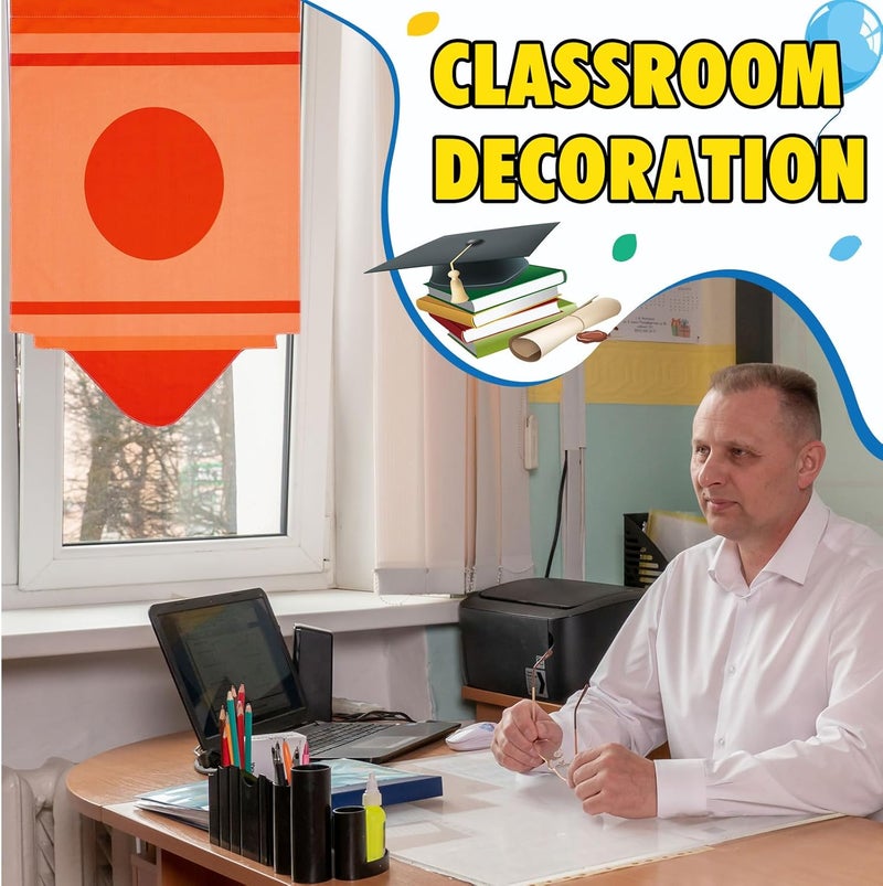 Cosblank Rainbow School Curtains - 8 Pcs Cartoon Crayon Classroom Decor for Back to School and First Day - Colorful Cute Pencil Design, 8 Colors (36 x 24 Inches) - Image 5